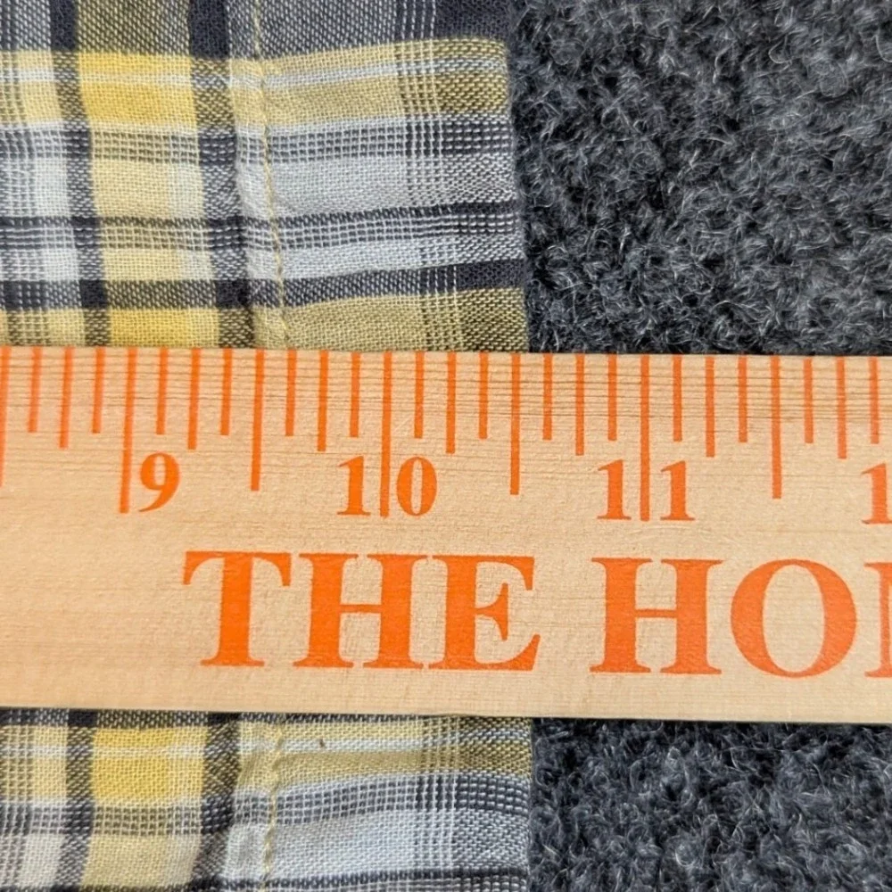 The‎ North Face Mens L Yellow Grey Plaid Cotton Short Sleeve Button Down Shirt